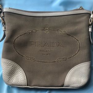 Prada crossbody bag/Prada Brown Canapa Logo Canvas Crossbody Bag White